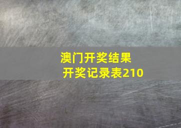 澳门开奖结果 开奖记录表210